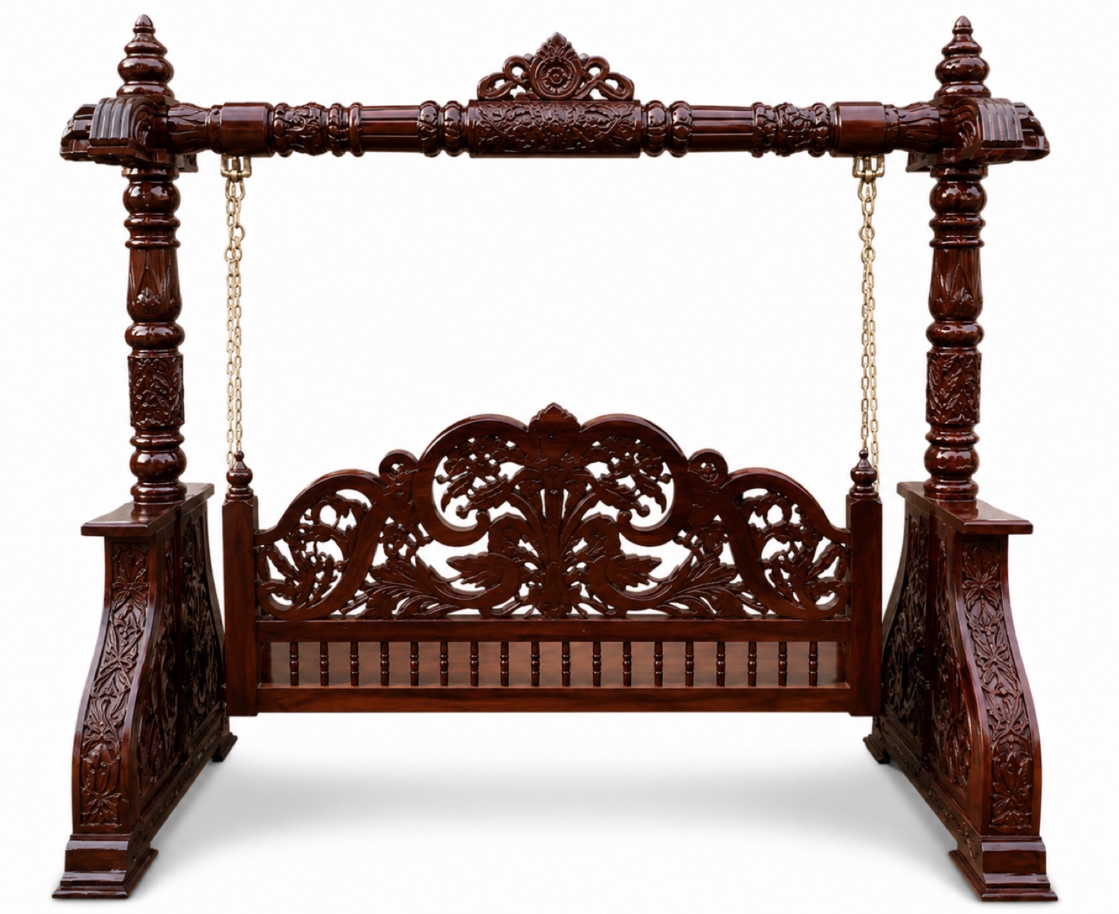 Hand-carved wooden swing by Roopa Arts